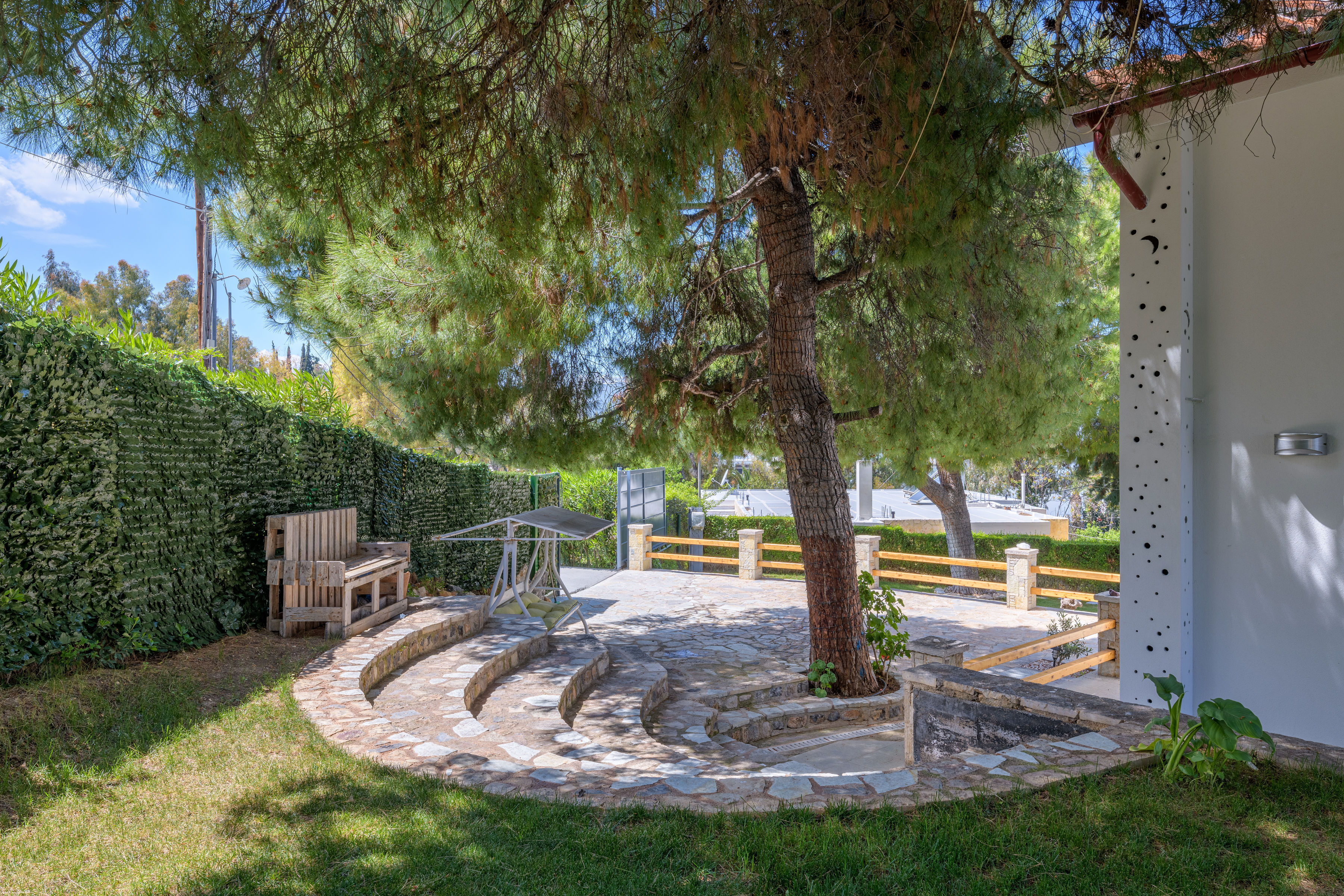 Exterior of Crystal Beach Villa featuring modern architecture and spacious outdoor living areas.